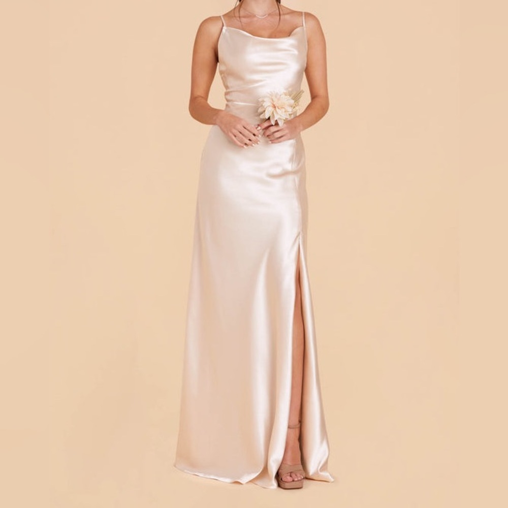 Birdy Grey Satin Maxi Dress in Champagne